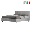 Demas Concrete Gray Upholstered Storage Bed 160x190cm Queen Size On Sale