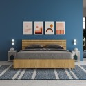 Wooden double bed with storage slats 160x190cm Ankel Oak Sale
