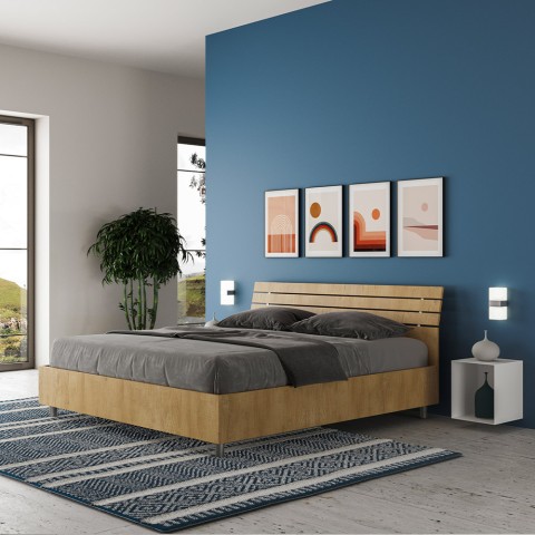 Modern wooden double storage bed 160x190cm Ankel Nod Oak Promotion