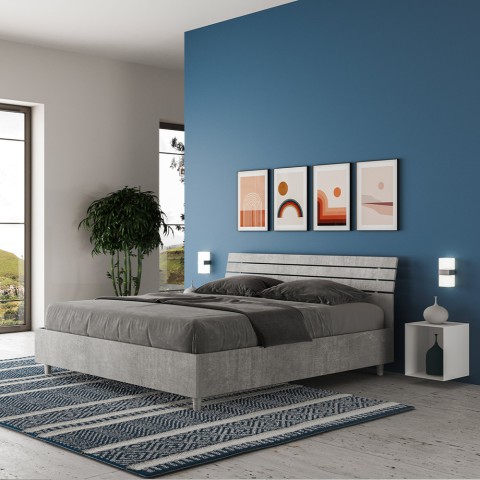 Modern grey double bed with storage 160x190cm Ankel Nod Concrete Promotion
