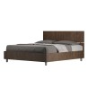 Double bed walnut wood slats straight headboard 160x190cm Demas D Noix Offers