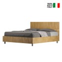 Wooden double bed 160x190cm straight slatted Demas D Oak On Sale