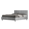 Demas D Concrete grey double bed 160x190cm straight headboard slats Offers