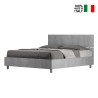 Demas D Concrete grey double bed 160x190cm straight headboard slats On Sale