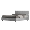 Double bed slatted sloping headboard grey 160x190cm Demas I Concrete Offers