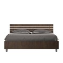 Double bed wood walnut slats straight headboard 160x190cm Ankel D Noix Offers