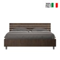 Double bed wood walnut slats straight headboard 160x190cm Ankel D Noix On Sale