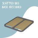 Double bed wood walnut slats straight headboard 160x190cm Ankel D Noix Discounts