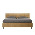 Double bed 160x190cm slatted straight wooden headboard Ankel D Oak Offers