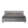 Grey double bed 160x190cm straight headboard slats Ankel D Concrete Offers