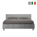 Grey double bed 160x190cm straight headboard slats Ankel D Concrete On Sale