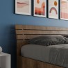 Double bed 160x190cm walnut wood slatted sloping headboard Ankel I Noix Sale