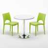 Long Island Set Made of a 70x70cm White Round Table with Steel Pedestal Base and 2 Colourful Paris Chairs Model