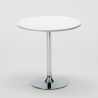 Long Island Set Made of a 70x70cm White Round Table with Steel Pedestal Base and 2 Colourful Paris Chairs 