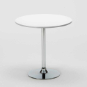 Long Island Set Made of a 70x70cm White Round Table with Steel Pedestal Base and 2 Colourful Ice Chairs 
