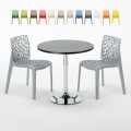 Cosmopolitan Set Made of a 70x70cm Black Round Table and 2 Colourful Gruvyer Chairs Promotion