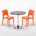 Cosmopolitan Set Made of a 70x70cm Black Round Table and 2 Colourful Paris Chairs Model