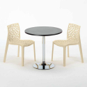 Cosmopolitan Set Made of a 70x70cm Black Round Table and 2 Colourful Gruvyer Chairs Cheap