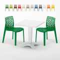 PATIO Set Made of a 70x70cm White Square Table and 2 Colourful Gruvyer Chairs Promotion