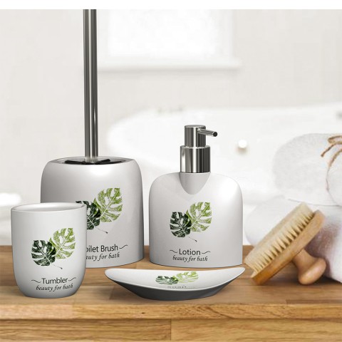 Bath accessory set soap dispenser toothbrush dispenser toilet brush holder Palm Promotion