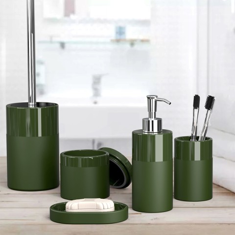 Bathroom accessory set soap dispenser toothbrush holder toilet brush holder Olivia Promotion