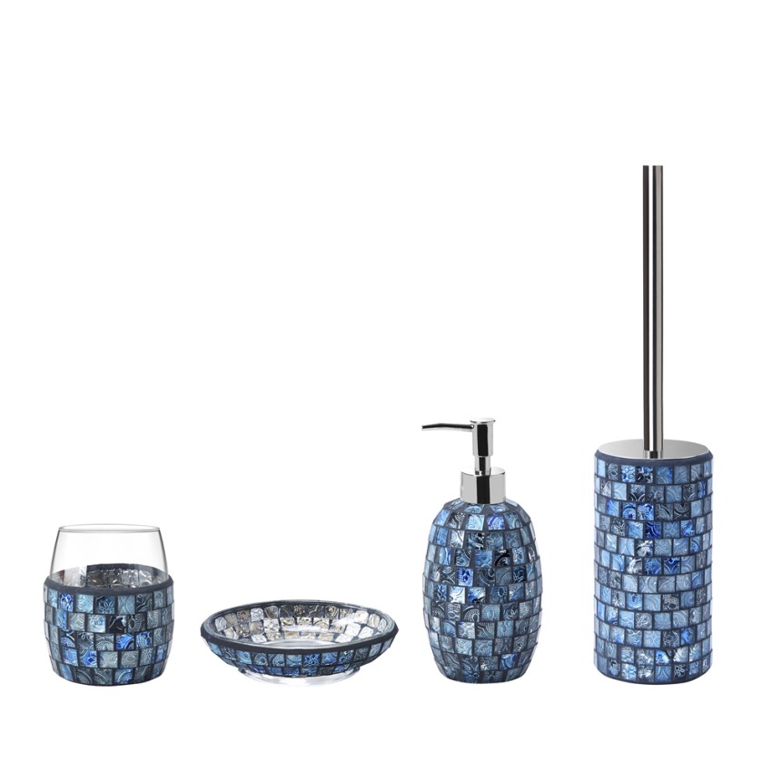 Dispenser sapone Crystal vetro mosaico blu