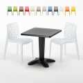 AIA Set Made of a 70x70cm Black Square Table and 2 Colourful Gruvyer Chairs Promotion
