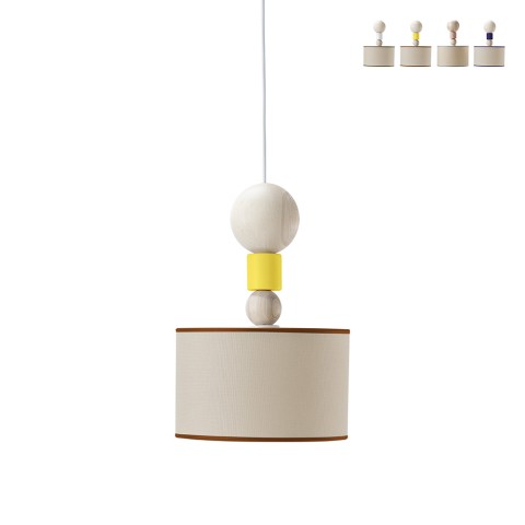 Design pendant ceiling lamp wood fabric Spiedino 24D Promotion