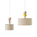 Design pendant ceiling lamp wood fabric Spiedino 24D Characteristics
