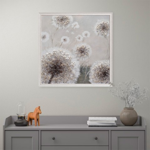 Hand-painted picture with frame canvas flowers dandelions 100x100cm W729 Promotion