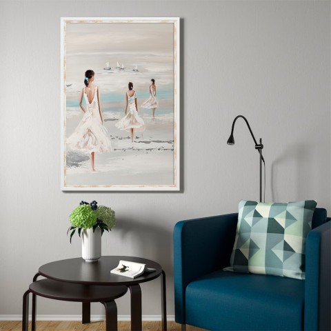 Hand-painted picture relief women beach frame 60x90cm W205 Promotion