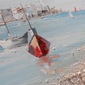 Hand-painted picture on canvas harbour with boats 60x120cm W627 Catalog