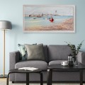 Hand-painted picture on canvas harbour with boats 60x120cm W627 Promotion