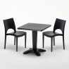 AIA Set Made of a 70x70cm Black Square Table and 2 Colourful Paris Chairs Model
