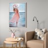 Hand-painted woman beach relief on canvas 60x90cm W714 Promotion