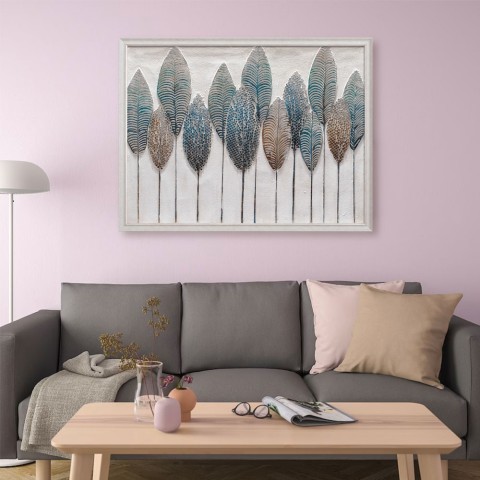Hand-painted painting on canvas with feather frame 90x120cm W732 Promotion