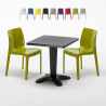 AIA Set Made of a 70x70cm Black Square Table and 2 Colourful Ice Chairs Promotion