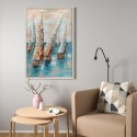 Hand-painted picture Sailboats on canvas 60x90cm with frame Z432 Promotion