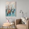 Hand-painted picture Sailboats on canvas 60x90cm with frame Z432 Promotion