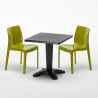 AIA Set Made of a 70x70cm Black Square Table and 2 Colourful Ice Chairs Measures