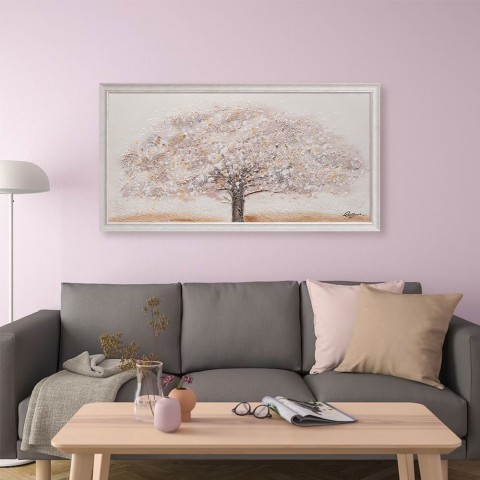 Hand-painted canvas tree white frame 60x120cm Z643 Promotion