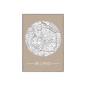 Photographic print city map Milan frame 50x70cm Unika 0012 On Sale
