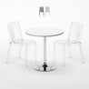 Silver Set Made of a 70x70cm White Round Table and 2 Colourful Transparent Dune Chairs Promotion