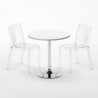 Silver Set Made of a 70x70cm White Round Table and 2 Colourful Transparent Dune Chairs Sale