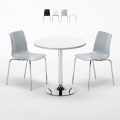 Silver Set Made of a 70x70cm White Round Table and 2 Colourful Lollipop Chairs Promotion