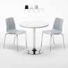 Silver Set Made of a 70x70cm White Round Table and 2 Colourful Lollipop Chairs Promotion