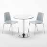Silver Set Made of a 70x70cm White Round Table and 2 Colourful Lollipop Chairs Catalog