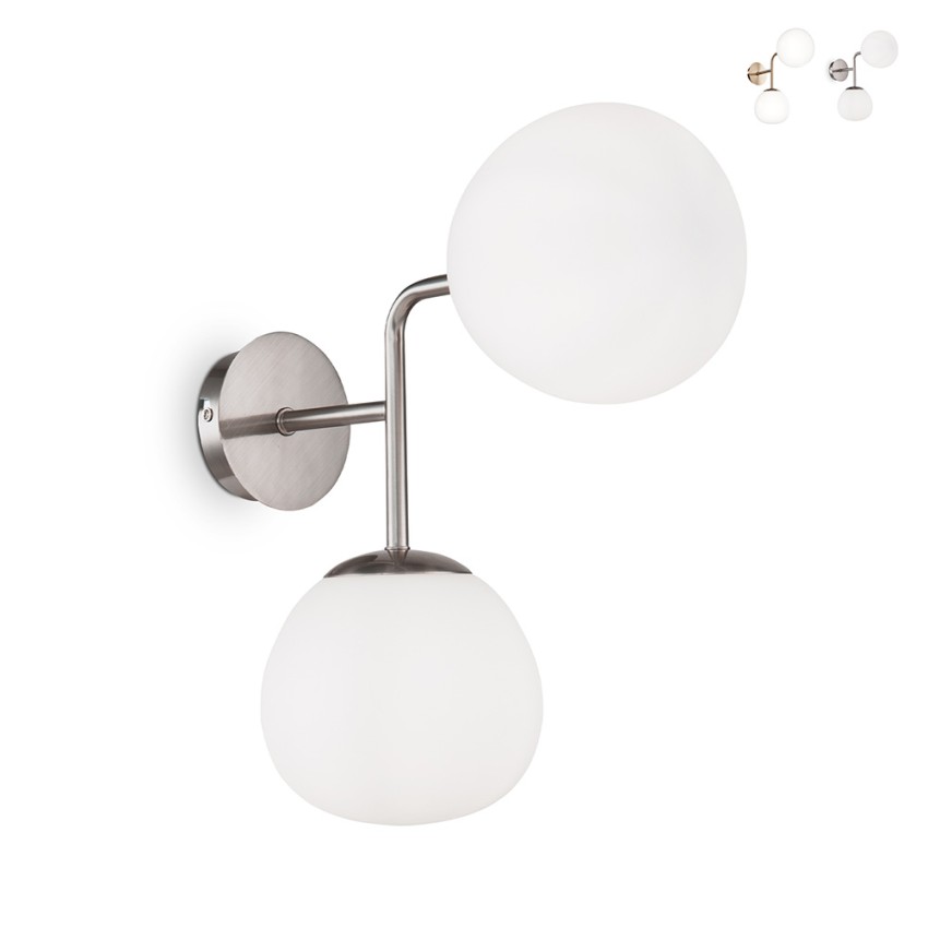 Erich Maytoni Wall Sconce for Hallway and Living Room, 2 White Spheres On Sale
