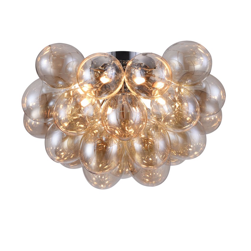 Balbo Maytoni Amber Glass Globe Cluster Ceiling Light Fixture Promotion