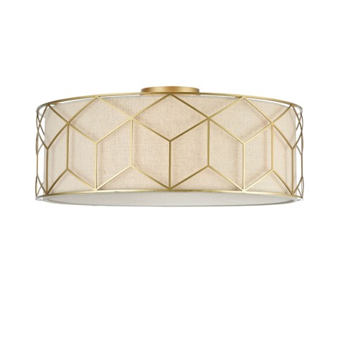 Modern Gold Ceiling Light with Fabric Lampshade Messina Maytoni Promotion